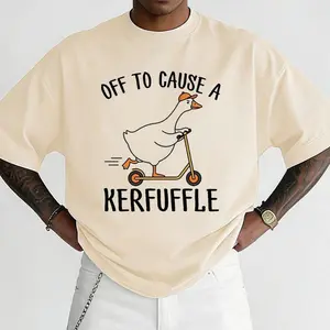 Off to Cause a Kerfuffle Goose T-Shirt – Playful Graphic for Goose Fans, unisex short-sleeved T-shirt, 100% comfortable cotton fabric.
