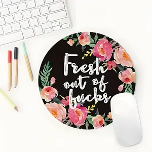 Elegant Floral Design Round Gaming Mouse Pad, Aesthetic Desktop Decorative Protective Pad, Rubber Anti-slip Lockedge Work Pad, Small Size Suitable for Laptop, Desktop Computer Games, Work, Family