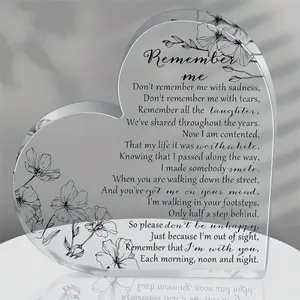 Sympathy Gifts Heart Shape Memorial Bereavement Gifts Crystal Acrylic Paperweight Remembrance Decorations Funeral Grief Condolence Memorial Ornaments for Loss of Mother Loved One