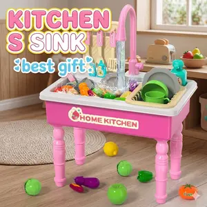 Kids Play Kitchen Sink Toy with Running Water – Pretend Play Sink with Cooking Accessories & Play Food, Best Birthday Gift for Toddlers, Play Kitchen Accessories, Cleaning Playset tiktokshopspringglowup