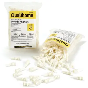 Self Drilling Drywall Anchors - Plastic Anchors for Drywall, Gypsum Wallboard, Sheetrock - Screw Anchors for Multiple Wall Hanging Items - No Pre Drilling Required - 75 Lbs. (200 Pack)