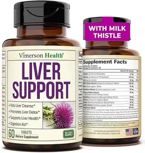 Liver Cleanse Detox & Repair Milk Thistle Supplement - 60 Tablets Herbal Liver Support - Choline, Artichoke Extract & Chicory. Dandelion Root Supplement to Promote Cellular Repair & Digestion - Vegan Sea Moss