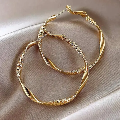 Minimalist Temperament Twist Design Rhinestone Decorated, 1 Pair Fashion Exquisite Silky Texture Design Hoop Earrings, Hoop Shape Earrings, Fashionable Earrings, Jewelry for Party, Daily Clothing Decor, Jewelry Gifts