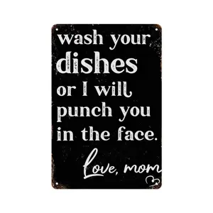 Wash Your Dishes Metal Sign 8×12 inch – Funny Kitchen Wall Decor, Sarcastic Mom Quote Sign, Vintage Humor Home Colorful Crystal Ball Mushroom Night Light Wooden All-Season Welcome Wreath Romantic