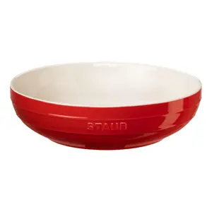 Staub Stoneware 11.5-inch Shallow Serving Bowl - Durable Stoneware Material, Heat Retention, Versatile for Salads & Pasta, Ideal for Family Meals & Gatherings
