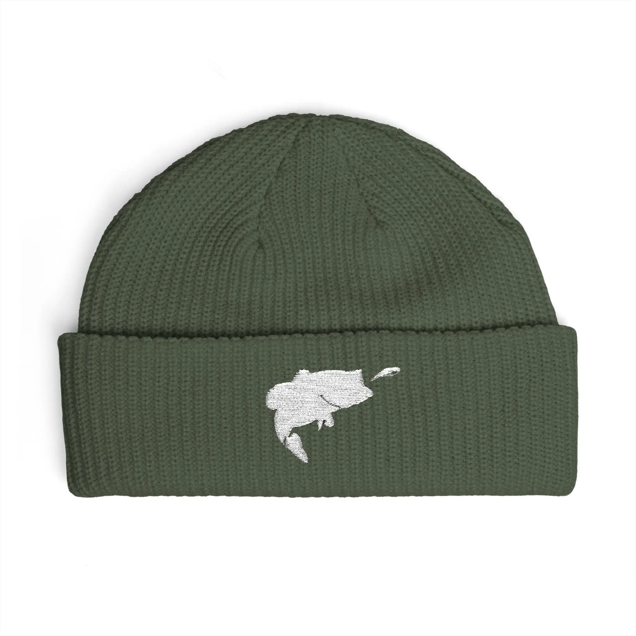 Astrofishicist Leaping Bass Cuff Beanie — Fly Fishing Knit Hat
