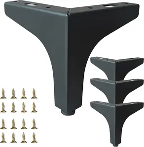 4 Pack 4" Matte Black Metal Furniture Legs, 1.4Mm Thickness Metal Cabinet Feet(Black) Smaxcn