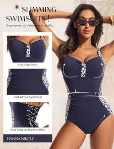 【S-2XL】Hanna Nikole Women One Piece Tummy Control Slimming Swimsuits Modest Bathing Suit Ruched Shapewear Swimwear 2026