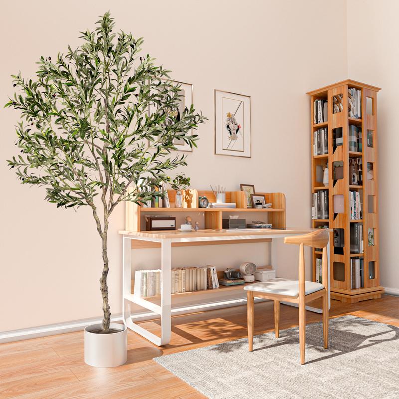 Fluffy 6/7/8ft Artificial Olive Tree, Fake Potted Olive Tree with Branches, Leaves and Fruits, Fake Plant, Indoor Decoration Decorative