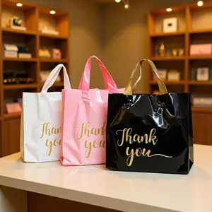 50pcs Thick Plastic Gift Bags, Handheld Thank-You Bags, Ideal for Business, Retail, Gifts, Exhibitions, Shops, Birthdays