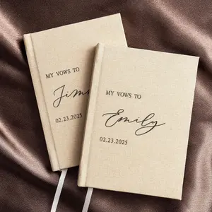 Personalized Two Vow Books with Edge, Elegant Bride & Groom Gift, Speech Notebook, Hard Cover