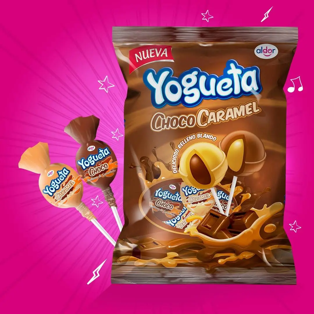 Aldor Yogueta Chococaramel - Sweet Chocolate Caramel Lollipops - Candy, 24 Lollipops