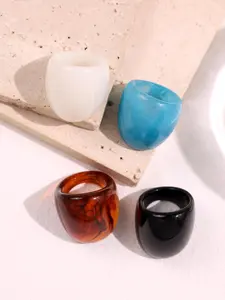 Elegant Resin Rings Set 4pcs Fashionable Luxurious Sparkling Unique Geometric Design for Women Daily Wear Festivals Parties