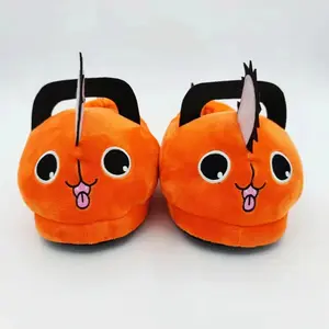 Anime Chainsaw Man Pochita Plush Slipper Pochita Women Chainsawman Shoes Adult Orange Dog Stuffed Soft Slipper for Xmas Gift giuseppe  zanotti Suitable for feet with a length of 20-24 centimeters Smiley Pattern Chunky Slippers sailor slippers junior yassi