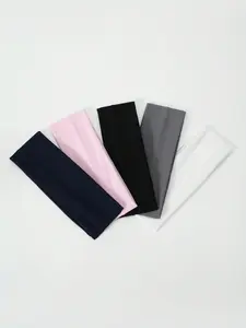 5pcs Set Wide Elastic Sports Yoga Headbands, Pink Tone Hair Band Turban Headband Sweatband, Hairband Fall Winter Hair Accessories For Women For Vacation Outfits Woman Elegant Scarf Women Bandana Soft Headwrap, Workout Headband