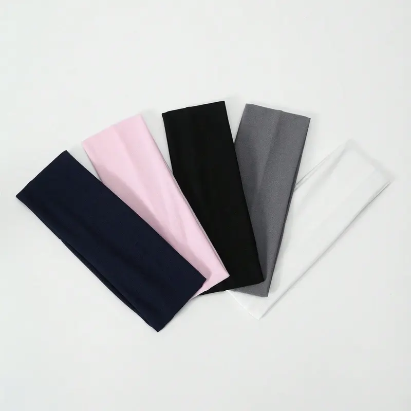 5pcs Set Wide Elastic Sports Yoga Headbands, Workout Headbands, Athletic Headbands, Pink Tone Hair Band Turban Sweatband, Hairband Fall Winter Hair Accessories For Women Vacation Outfits Scarf Bandana Soft Headwrap