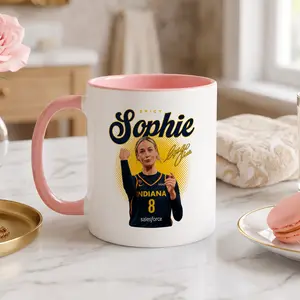 Spicy Sophie Cunningham #8 Basketball Mug - White Ceramic Cup with Orange Handle