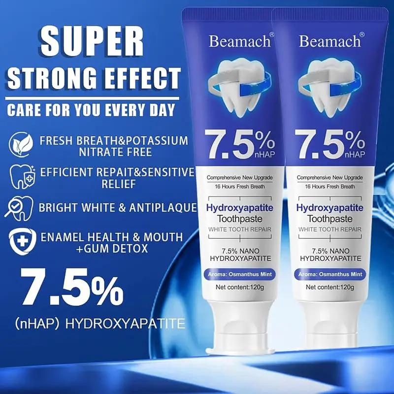 Beamach Fluoride-Free 7.5% Nano Hydroxyapatite Toothpaste for Enamel Repair & Gum Health - Gentle Mint Flavor, 4.23 oz Cleaning