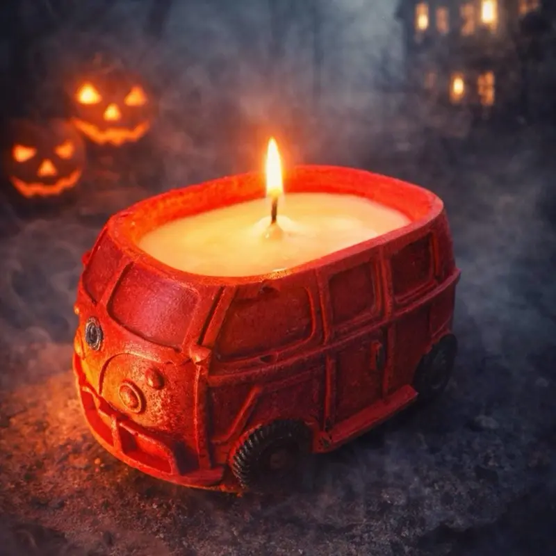 Handmade Red Van Candle with Wick, Fragrance Aroma Scent, Home Freshener for Cozy Home, Kids Room Decor