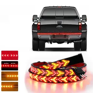 60 Inch Triple Row LED Tailgate Light Bar, Waterproof, 12V DC, Full Function Brake, Reverse, Amber Turn Signal, Universal Fit for Pickup, Trailer, SUV, RV, Van,Triple Row LED Work Light Strips, Triple Row Universal LED Tailgate Light Bar