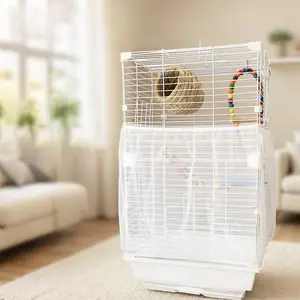 Bird Cage Cover Adjustable Splash-Proof Parrot Net Cover, Bird Cage Veil, Durable Mesh Design Easy to Install for Bird Care