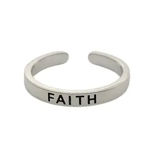 Always Blessed Faith Imprint Sterling Silver Cross Ring | Cross Rings | Rings For Women | Jewelry For Women | Faith In God | Christian Jewelry | Christian Gifts | Gifts For Women | Jewelry For Teens | Unique Jewelry | One Size Fits All