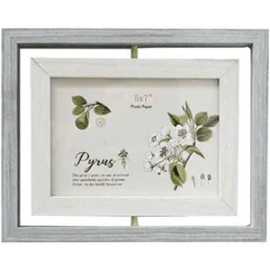 Vintage Feel Rotating Photo Frame,Horizontal Display 5x7 inch-Double-Sided Display Photo Frame With Glass Front for Wedding Family Love Birth Memorial Frame (Light Blue)