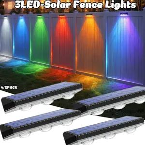 RGB Solar Wall Fence Lights,Synchronously Change Color,Solar Step Lights,Bright Wall Lights,Outdoor Waterproof,Solar Powered Patiio Decor for Wall, Rain,Porch,Backyard,Gaeden.Perfect for holiday decorations fallfreshness