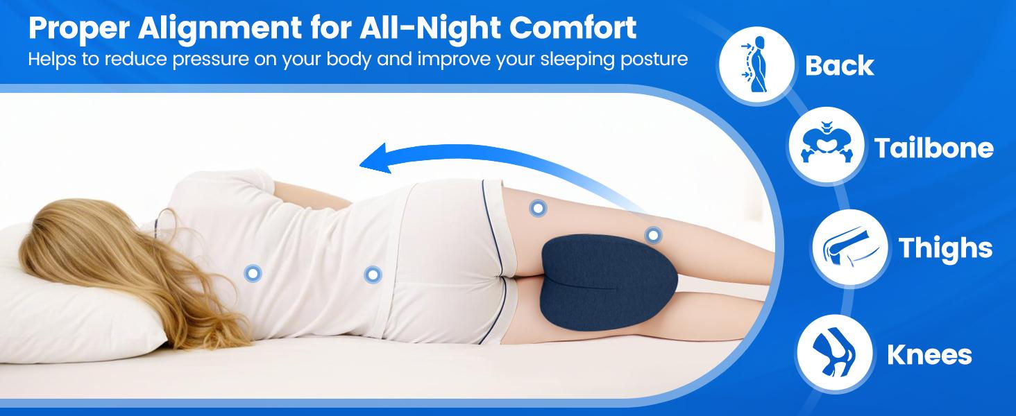 High-Density Durable Memory Foam Knee Pillow - Heart Shape Sleep Cushion for Side Sleepers, Breathable Fabric, Hidden Zipper, Aids Knees-Hips-Spinal Alignment, Allow 24 Hours for Full Expansion