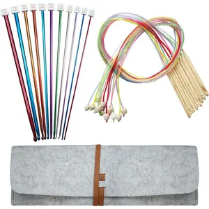 Tunisian Crochet Hooks Set with Case: 24pcs Tunisian Crochet Bamboo Hooks Set with Cable Afghan Aluminum Hooks Metal Crochet Yarn Extra Long Needles Knitting Tools Supplies