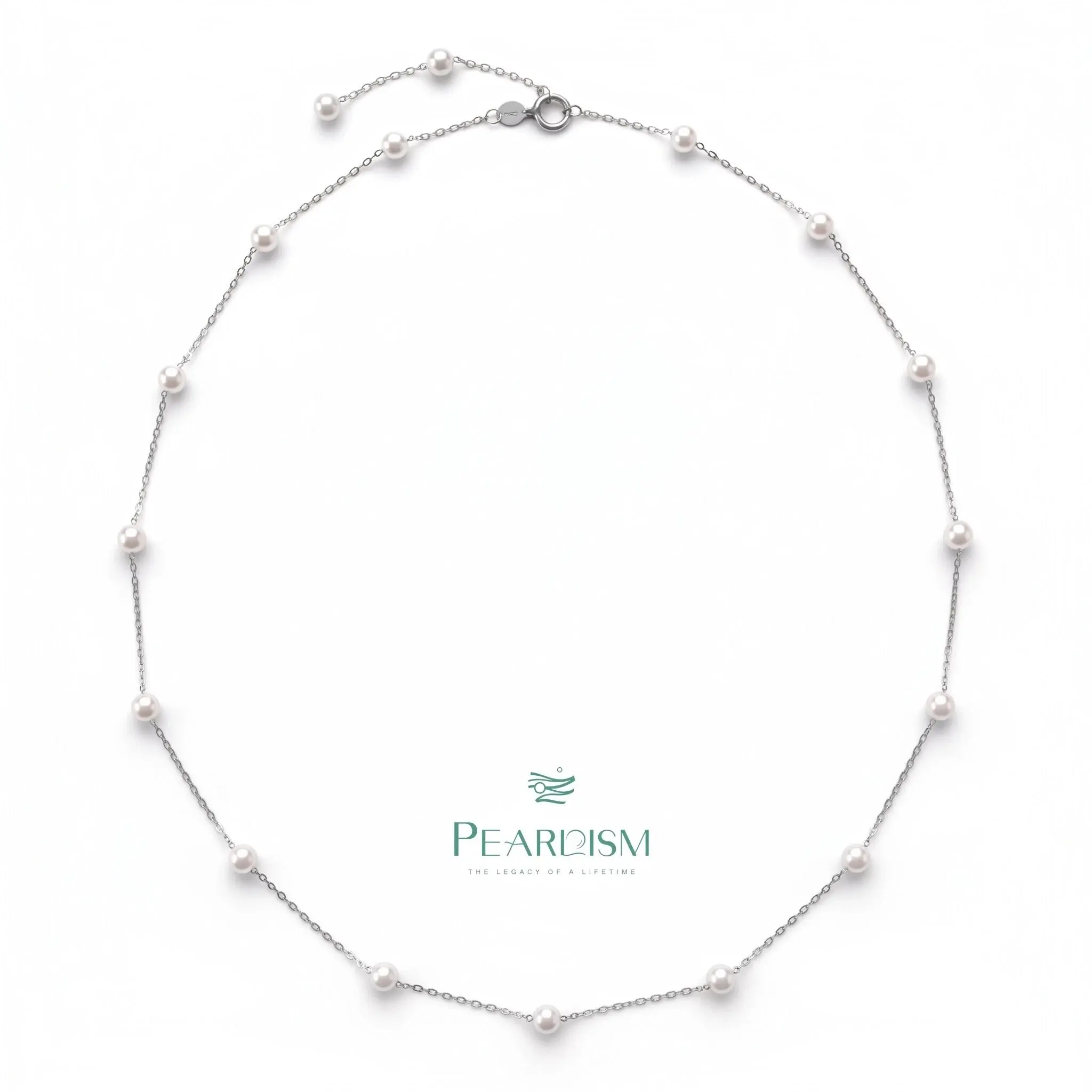 PEARLISM  Starry Night round freshwater handmade pearl necklace.High-end and elegant style. Pearl Necklace Freshwater seedless Pearl 17 Pearls (50cm) White-AFSN004【Shop】