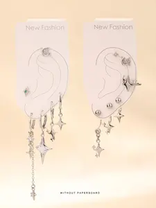 Rhinestone Star Decor Dangle Earrings & Studs Earrings, High Quality Earrings, Fashionable Earrings for Women & Girls for Party, Trendy All-match & Exquisite Jewelry for Gift