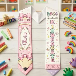 Personalized Kindergarten Graduation Stole 2026 – Pink Pencil Sash for Girls