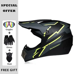 Four-piece Set with Gifts Adult Motocross Helmet Dirt Bike Helmet Off-Road Downhill AM DH Cross Helmet DOT Full Racing Helmet