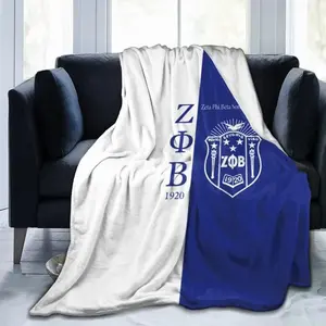Zeta Phi Beta Sorority Blanket Ultra Soft Plush Flannel Fleece Cozy Warm Lightweight Fluffy Bedroom Couch Sofa Living Room Throw Decor Decorative Throw Perfect Birthday Gift Christmas Gift for Sorority Members Women Proud Greek Letter Style