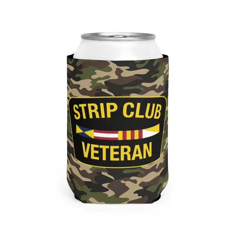 Strip Club Veteran Camo beer can party Coolie Drinkware Mug Tumbler Cup Holder Bottles Cup Reusable Indoor Beach Beverage funny  mens gifts