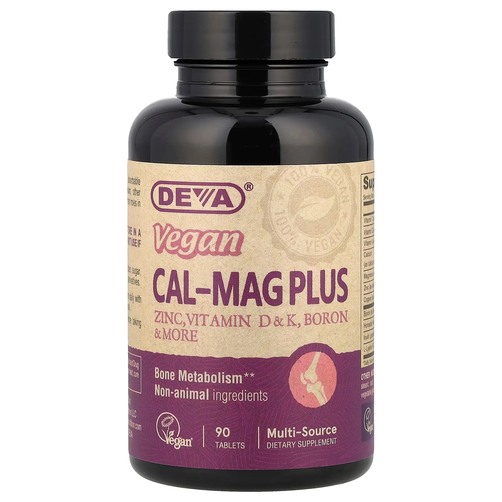Deva Vegan Cal-Mag Plus, 90 Tablets