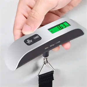 Portable Digital Luggage Scale 110lbs 50kg Electronic Hanging Baggage Weighing Tool with Backlit LCD Display Hook Temperature Sensor for Travelers Pet Scale Everyday Carry