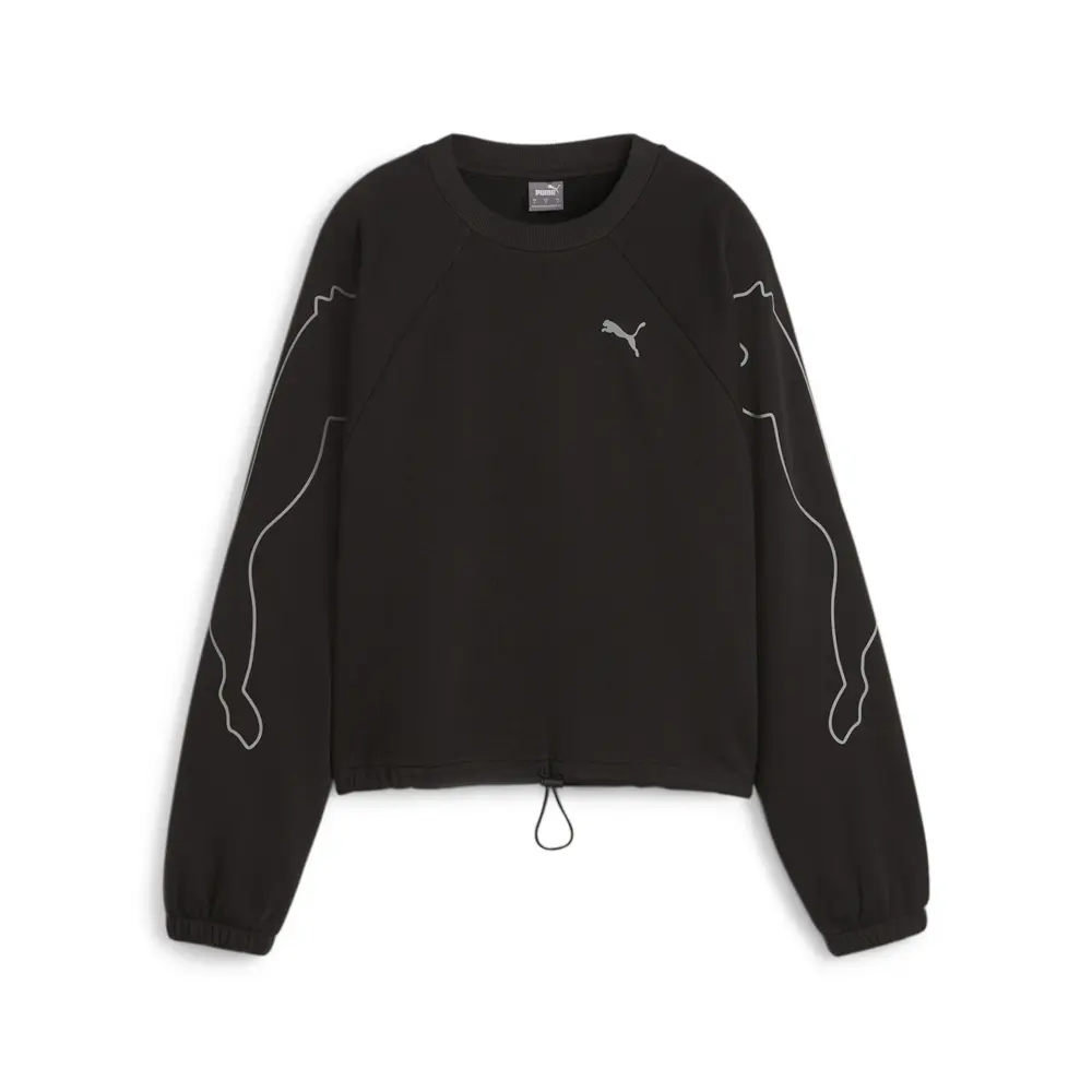 PUMA Womens Motion Crew Neck Sweatshirt Casual - Black