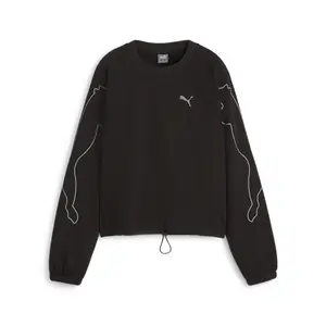 PUMA Womens Motion Crew Neck Sweatshirt Casual - Black