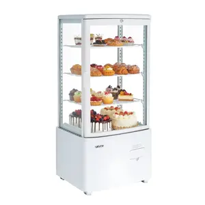 VEVOR Refrigerated Display Case, 3 Cu. Ft./ 85L Countertop Pastry Display Case, 3-Tier Commercial Cake Refrigerator with LED Lighting, TURBO Cooling, Frost-Free Air-Cooling, for Bakery, Dessert Shop