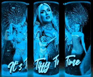 Glow in the Dark Tiffany Stratton Its Tiffy Time Wrestling Cup Mug Tumbler 20oz Stainless Steel Tumbler with Slide Closure Lid, Reusable Plastic Straw, Handmade Design - Drinkware