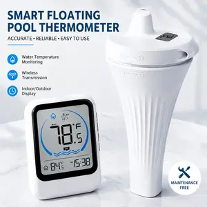 Wireless Pool Thermometer with Digital Remote Display - IP68 Waterproof Outdoor Pool Accessory, Floating Water Temperature Monitor for Hot Tub, Spa, Waterproof Pool Accessories
