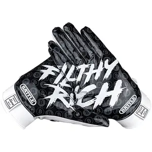 Battle Sports Adult Filthy Rich Football Receiver Gloves - Black/White