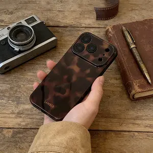 Vintage Style Leopard Print Amber Gradient Protective Phone Case Cover Protector for Apple iPhone 17 Pro Max/16 Pro Max/15 Pro Max/14 Pro/13 Pro/12/11, Unisex Fashion