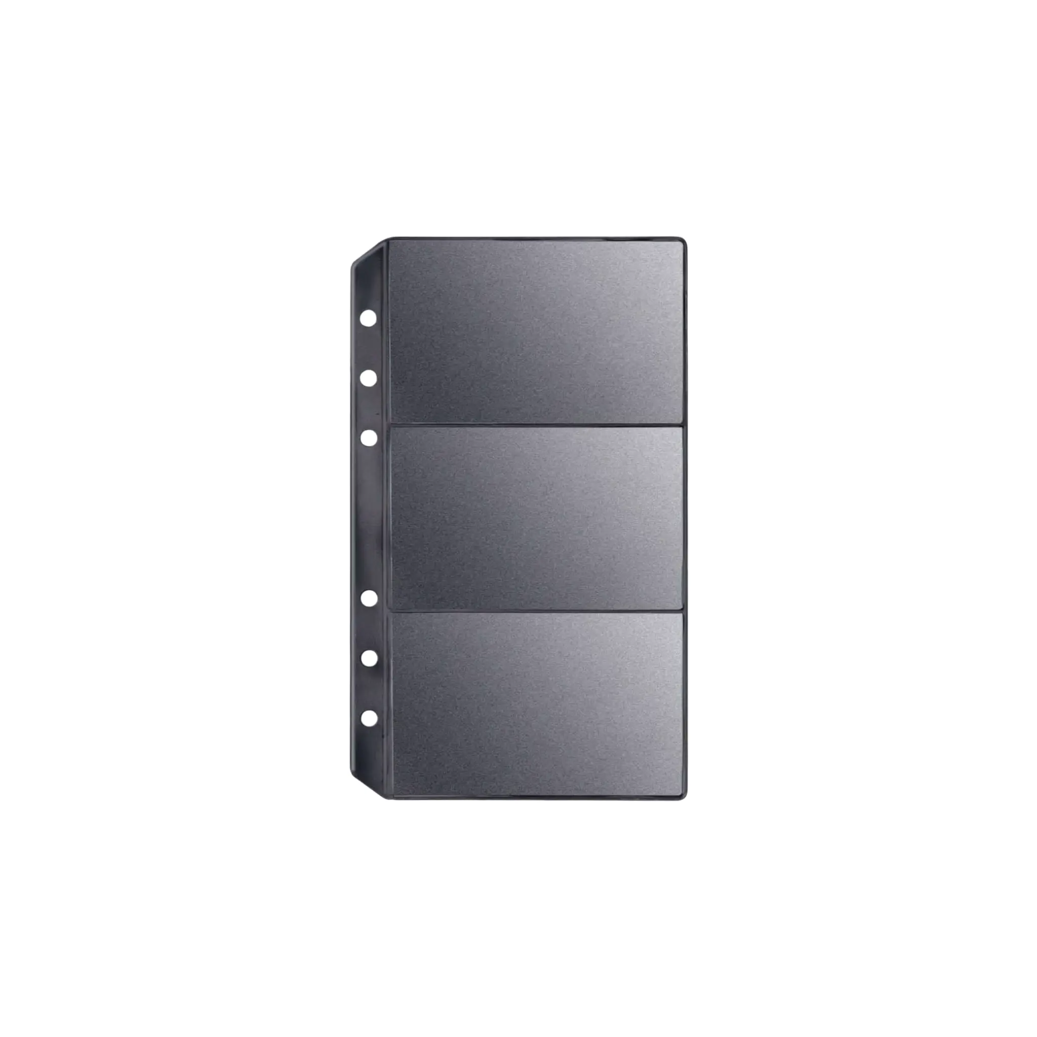 Minimalist Card Holder Insert in Solid Black, Personal Size Organizer for Standard 6-Ring Planners with 3 Credit Card Slots, Credit Card Holder