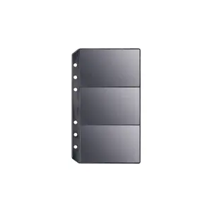 Minimalist Card Holder Insert in Solid Black, Personal Size Organizer for Standard 6-Ring Planners with 3 Credit Card Slots, Credit Card Holder