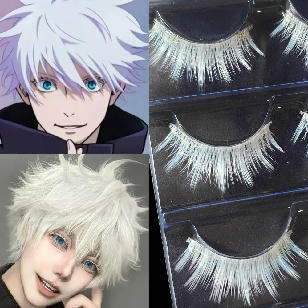 3 Pairs Cosplay White Eyelashes Extension Natural Looking Long Thick Janpanese Style Little Devil White Eye Lashes Halloween 2026 New