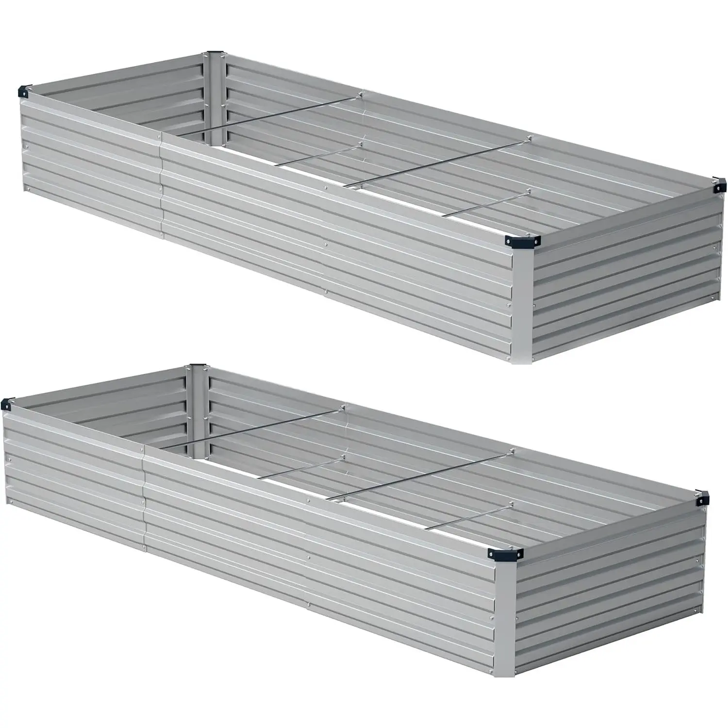 10x2x1ft(2 Pack) Galvanized Raised Garden Bed,Outdoor Planter Boxes Metal Patio Kit Planting Bed for Vegetables ,