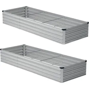 10x2x1ft(2 Pack) Galvanized Raised Garden Bed,Outdoor Planter Boxes Metal Patio Kit Planting Bed for Vegetables ,